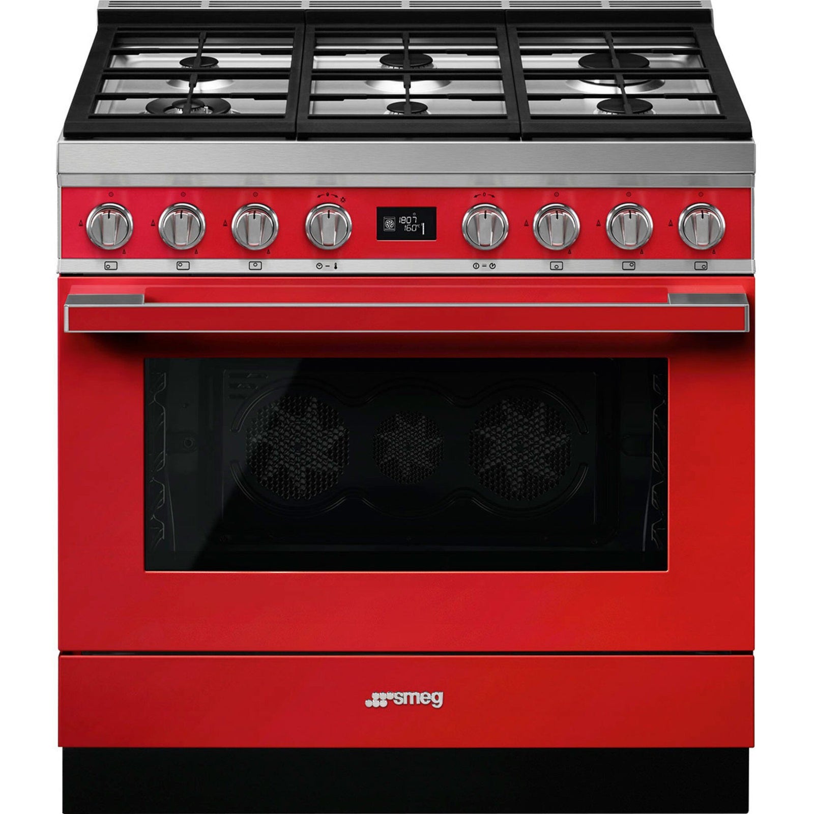 Smeg Smeg CPF9GPR Portofino gaskomfur, rød – frontbillede (Gasblus)