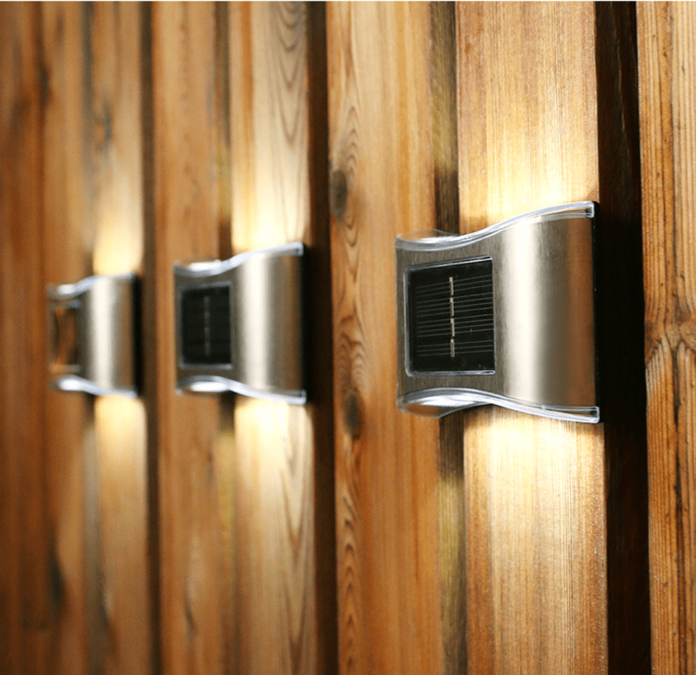 Produktbillede af Køb Rustfri LED-solcelle Væglampe (up- downlight) 4 stk. på tilbud