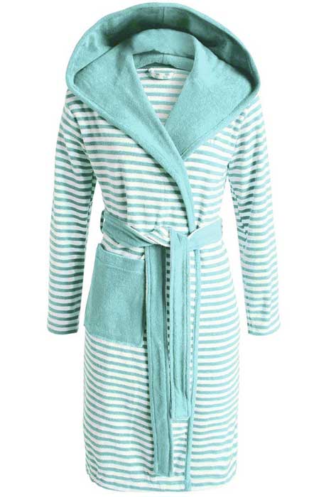 Produktbillede af Esprit Striped Hoodie Morgenkåbe Mint L på tilbud i høj kvalitet