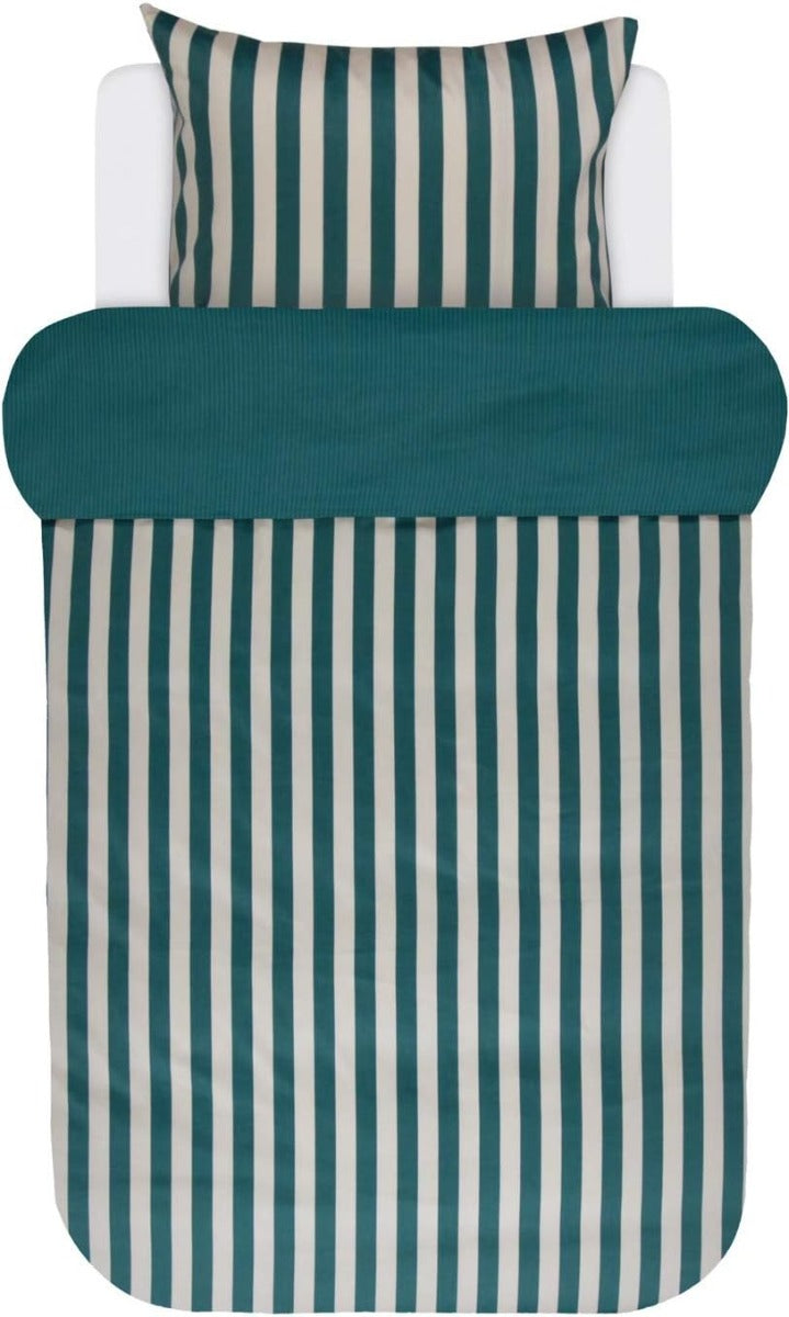 Produktbillede af Marc O Polo Classic Stripe Pine Green sengesæt-140 x 200 cm & 1 stk. pude 60 x 63 cm på tilbud i høj kvalitet
