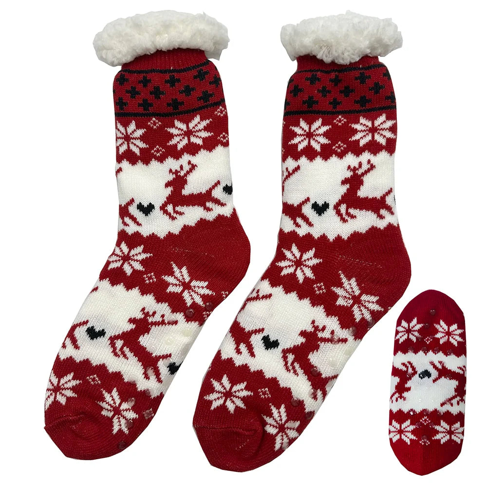 Hyggesokker til de mørke aftner flere forskellige print unisex 43-46 Rød m/elg