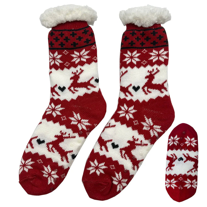Hyggesokker til de mørke aftner flere forskellige print unisex 43-46 Rød m/elg