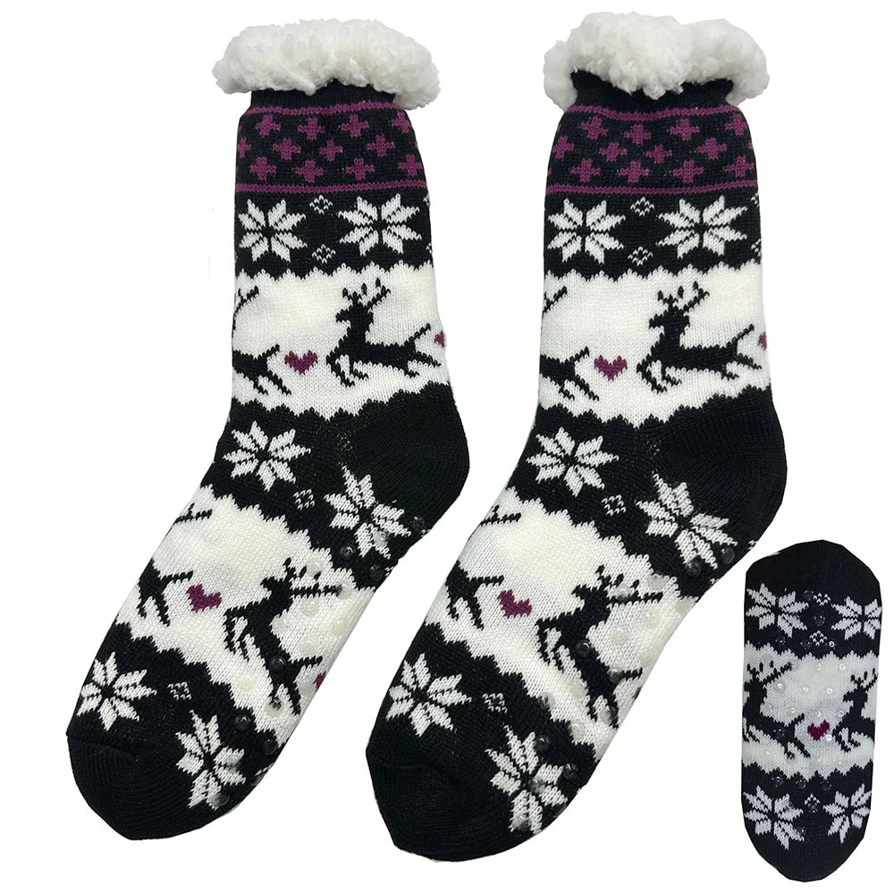 Hyggesokker til de mørke aftner flere forskellige print unisex 43-46 Lilla m/elg