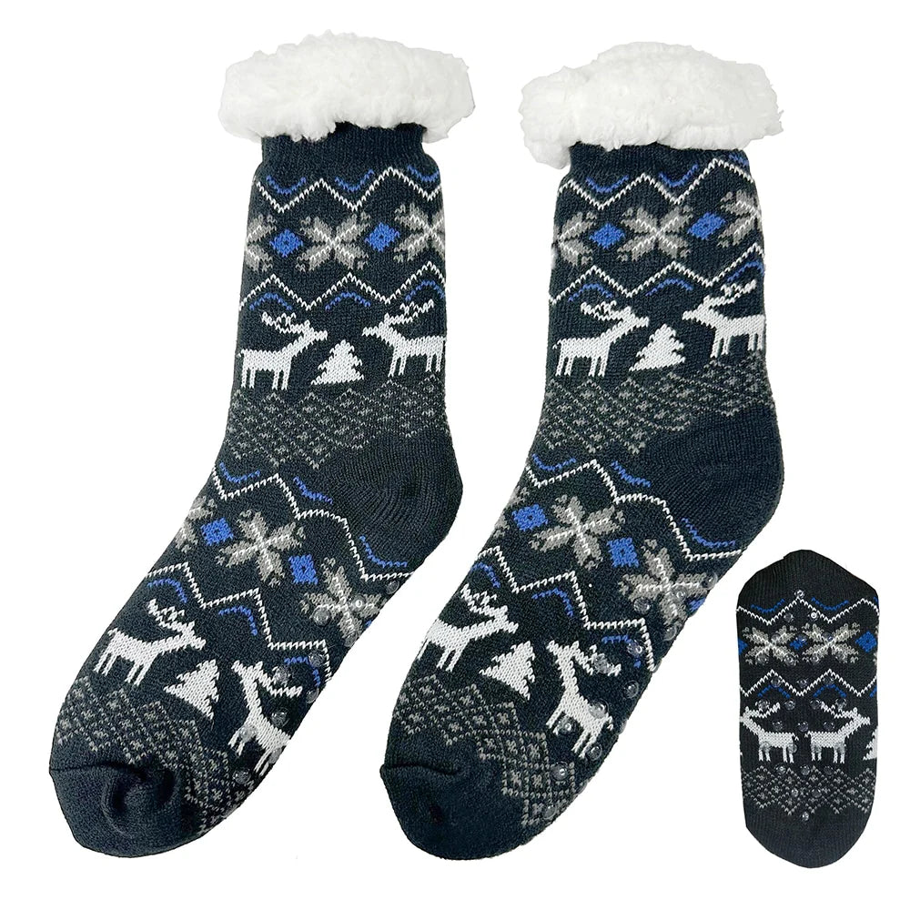 Hyggesokker til de mørke aftner flere forskellige print unisex 35-38 Sort m/elg
