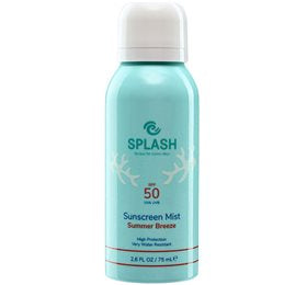 Detaljeret produktbillede af Splash Summer Breeze Sunscreen Mist SPF50 Travel Size 75 ml. Solcreme på tilbud