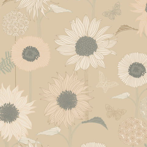 Produktbillede af Engholm Textiles Akryldug med antiskrid Sunflower Sense Notes by Susanne Schjerning i metermål i premium kvalitet