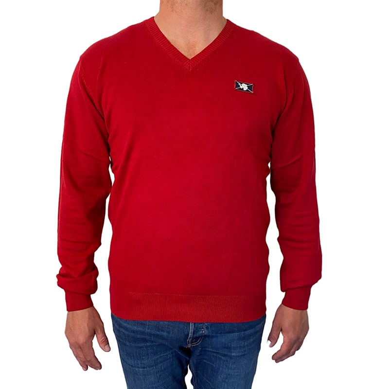 Produktbillede af Sweatshirt Wilford Knit fra Vinson Camp i Jester Red Large på tilbud