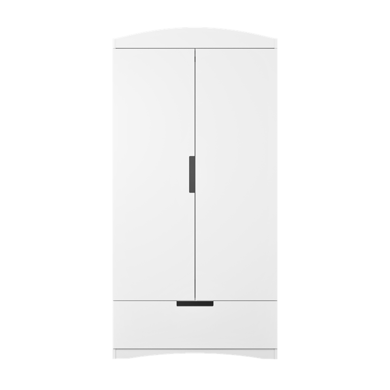 Produktbillede af Classic garderobeskab til børn m. 2 låger 1 bøjlestang og 1 skuffe hvid laminat og MDF i premium kvalitet