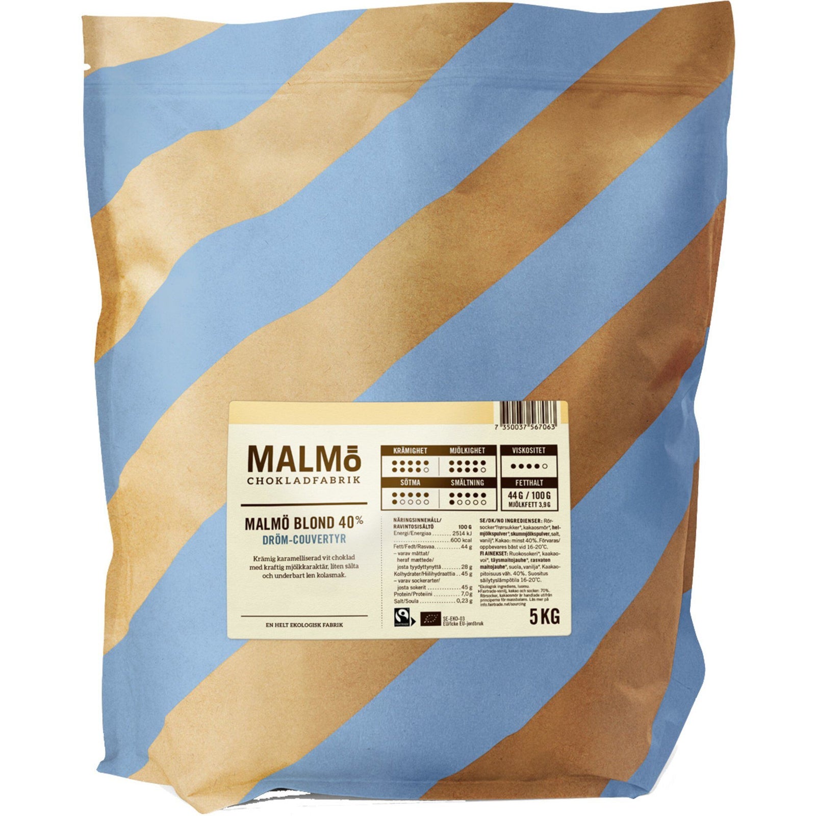 Malmö chokladfabrik Malmö chokladfabrik Malmö Blond 40% couverturechokolade ❤ billede i brug (Chokolade)