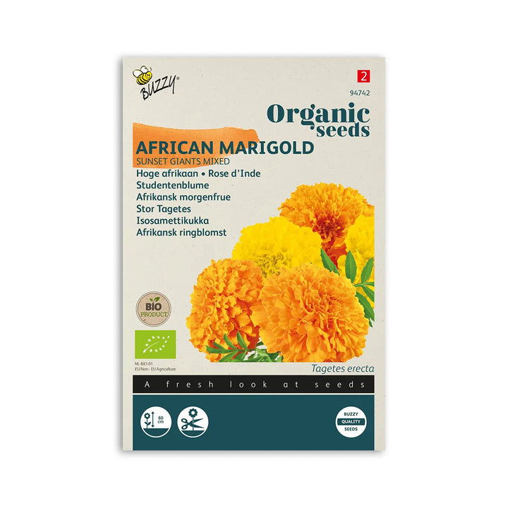 Økologisk Tagetes frø Sunset Giants Mixed