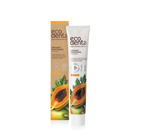Detaljeret produktbillede af EcoDenta Tandpasta whitening m. papaya 100 ml. på tilbud