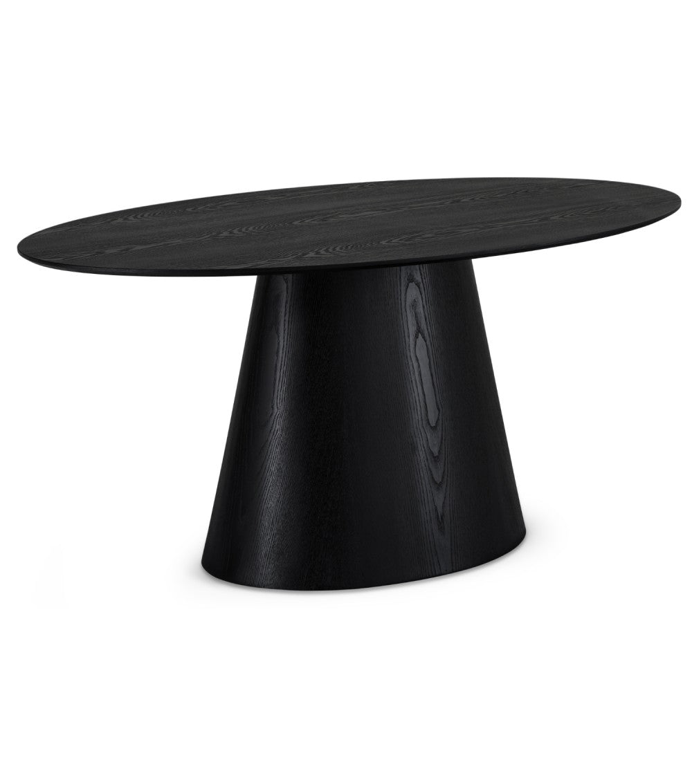 Tango spisebord oval sort egefinér 90x160
