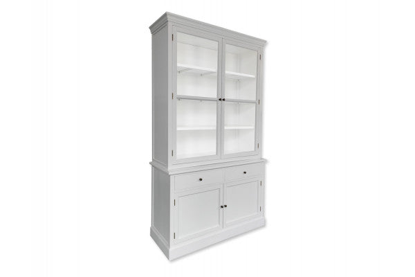 Produktbillede af Tåsinge Vitrineskab 220x125x50 cm Lysgrå/Hvid på tilbud i høj kvalitet