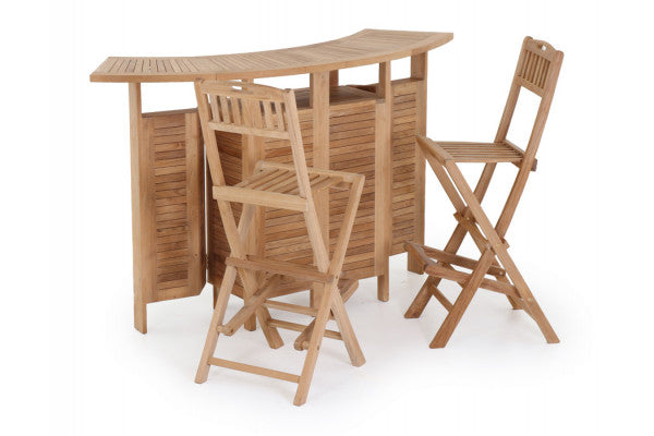 Produktbillede af Teak barsæt m/2 barstole på tilbud i høj kvalitet