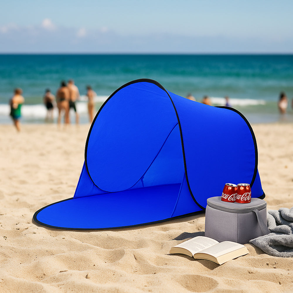Produktbillede af Soltelt Pop-up Skygge til Strand og Terrasse Blå på tilbud