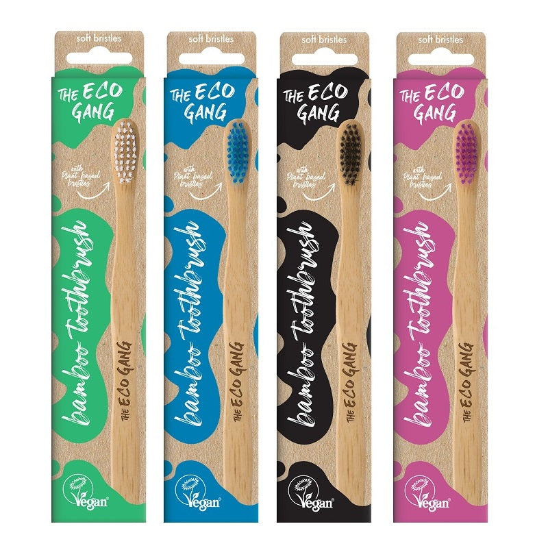 Produktbillede af THE ECO GANG Bambus Tandbørster Soft på tilbud i brug