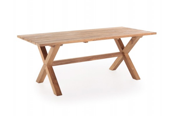 Produktbillede af Thor Teak Plankebord m/x-legs 90x200 cm på tilbud i høj kvalitet