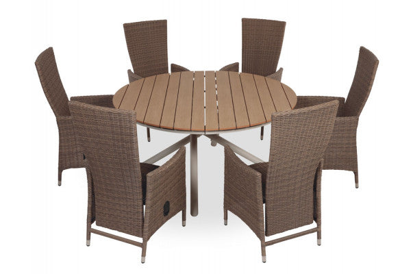 Produktbillede af Tina Paris Havemøbelsæt m/6 stole Ø152 cm Gråhvid/Dusty på tilbud i høj kvalitet