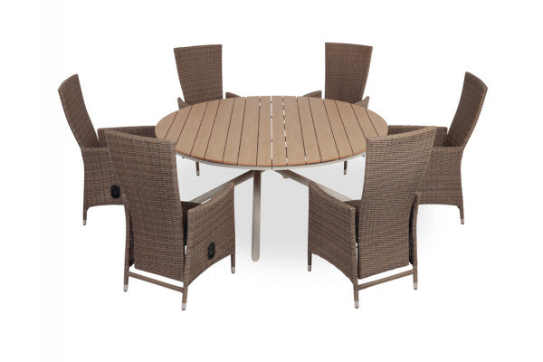 Produktbillede af Tina Paris Havemøbelsæt m/6 stole Ø178 cm Gråhvid/Dusty på tilbud i høj kvalitet