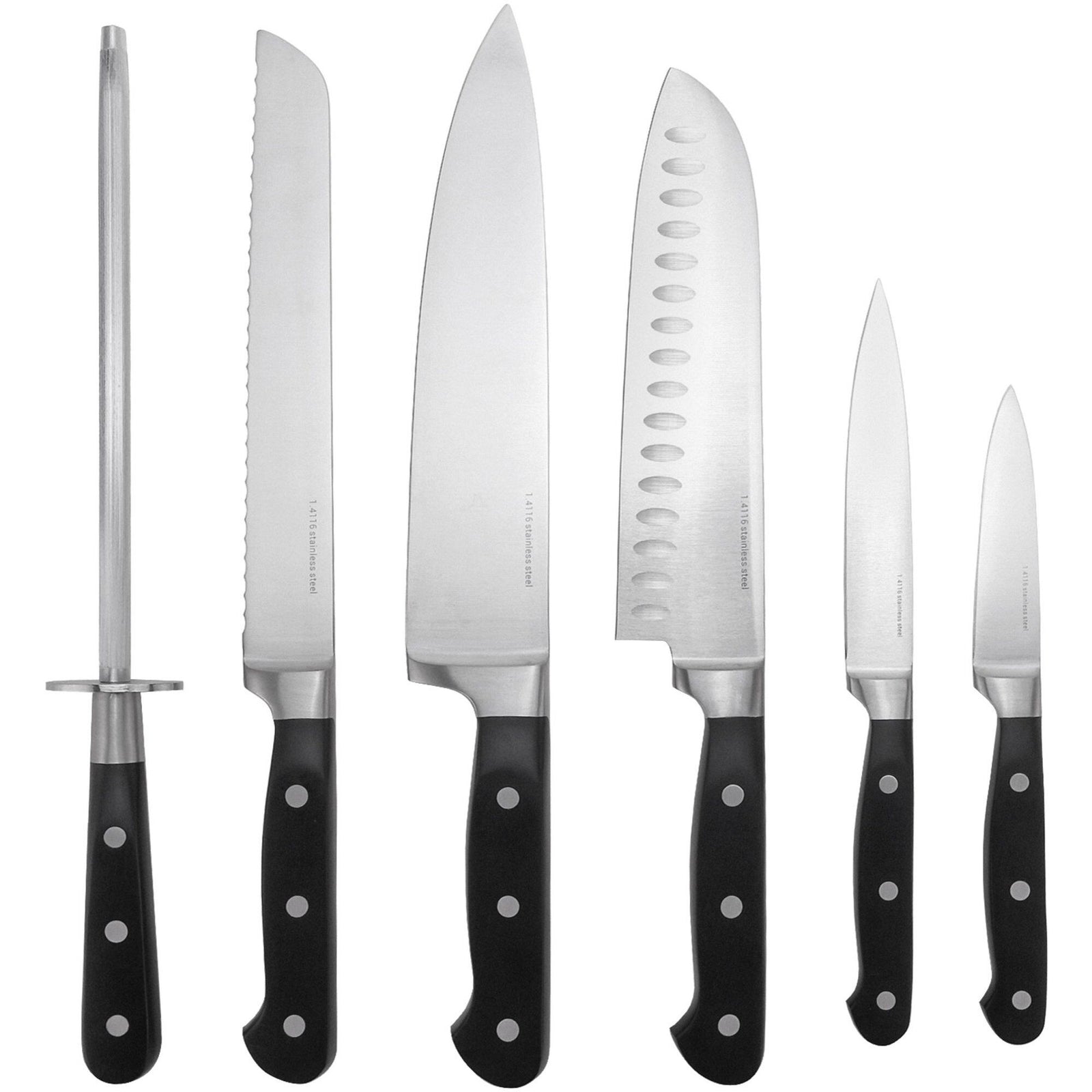 Essentials Essentials Knivsæt 6 dele, 1.4116-stål, klassisk design – vinkelbillede (Knivsæt)