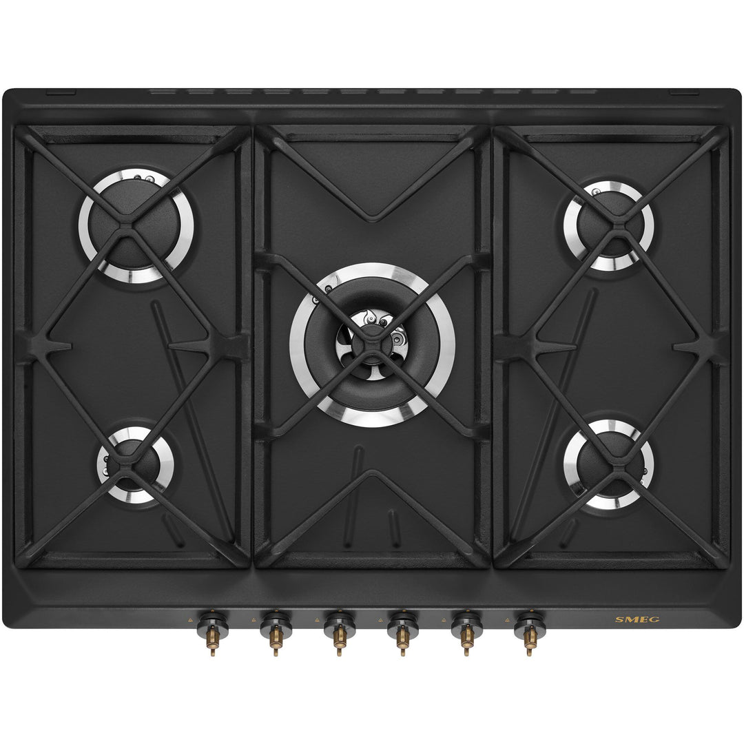 Smeg Smeg 70cm gaskogeplade med frontbetjening i antracit ❤ frontbillede (Gaskogeplade)