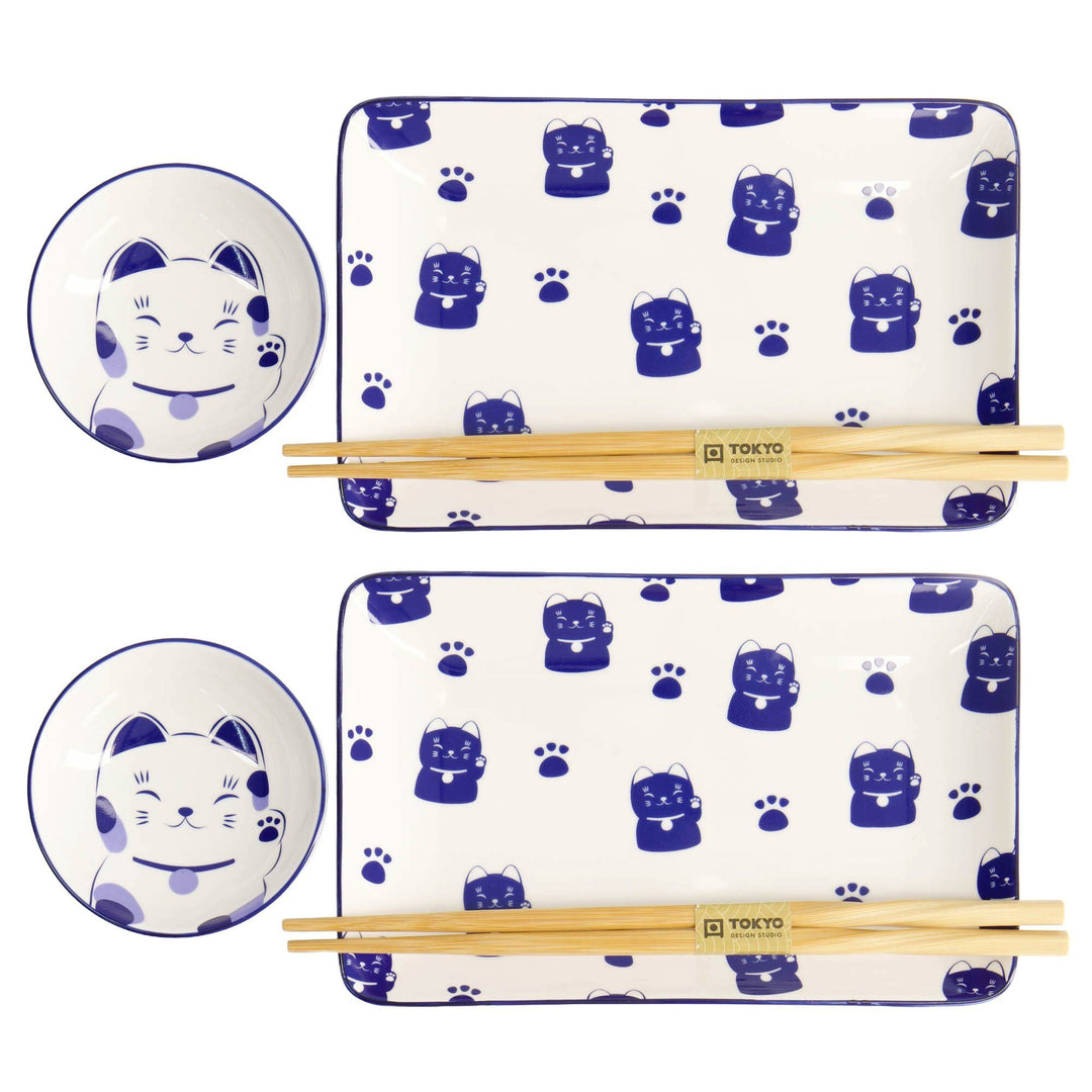 Tokyo design studio Tokyo design studio Kawaii Blue Maneko gavesæt ❤ produktbillede (Skåle)