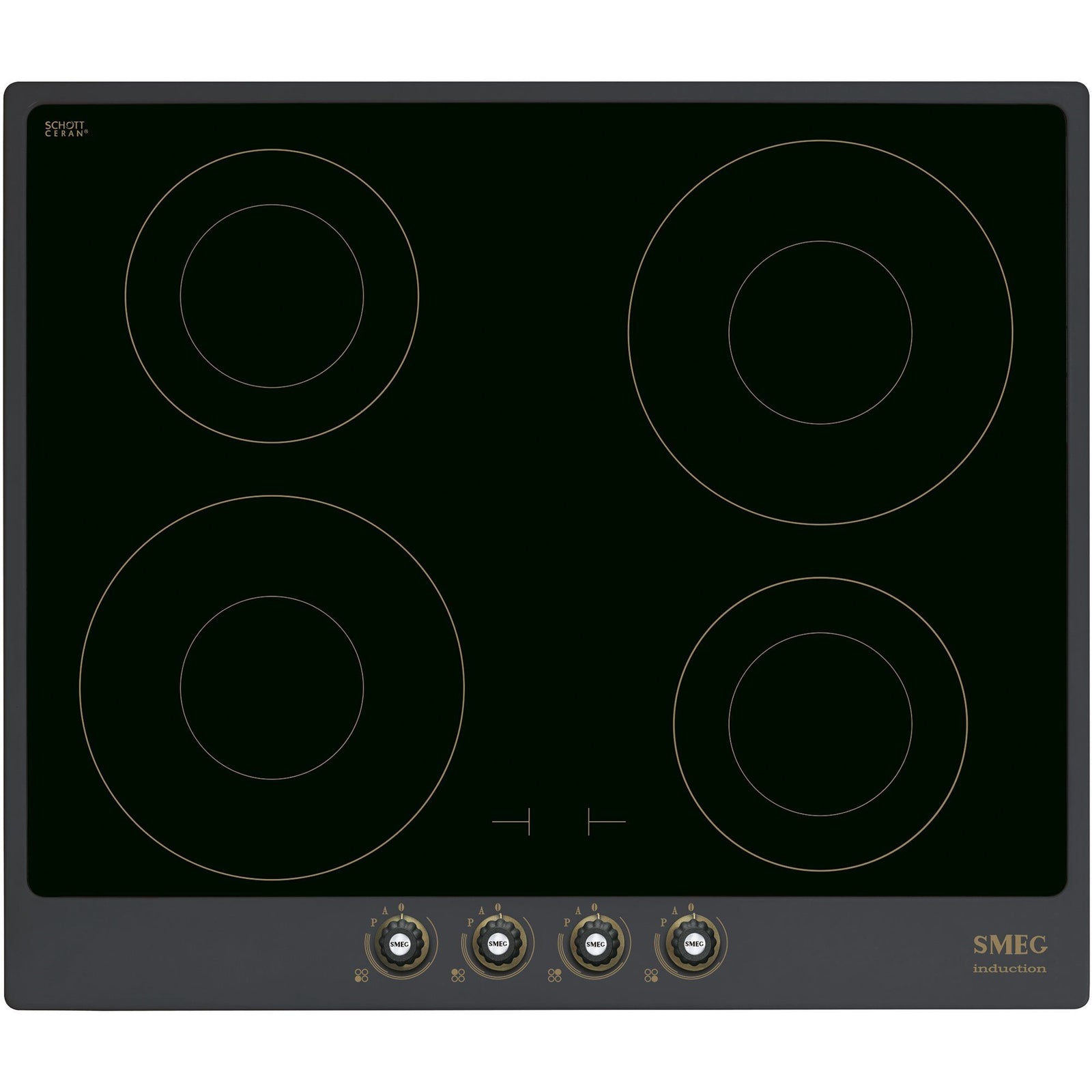 Smeg Smeg 60cm Cortina Induktionskogeplade m. Ramme, Antracit – vinkelbillede (Induktionskogeplade)