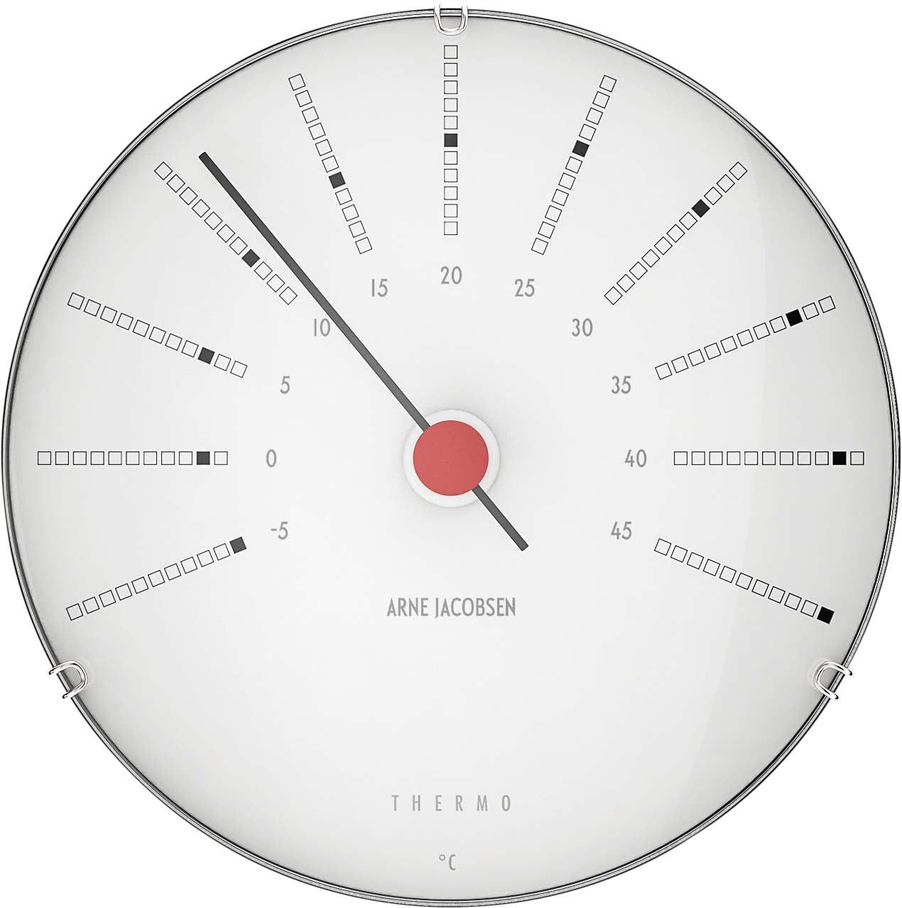 Produktbillede af Arne Jacobsen Bankers Termometer Ø12 cm hvid/sort/rød i premium kvalitet