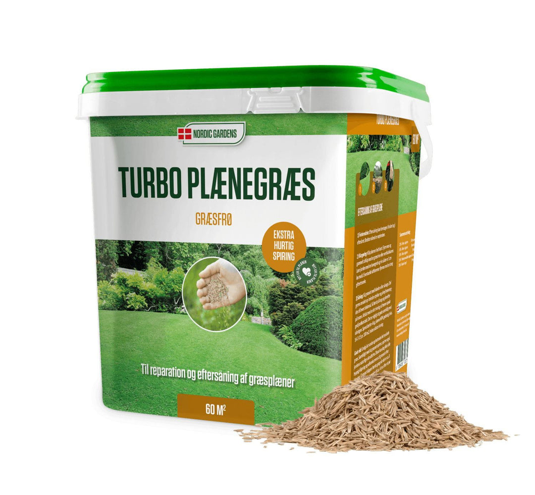 Produktbillede af Turbo plænegræs græsfrø 60m2 på tilbud i høj kvalitet