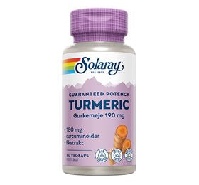 Detaljeret produktbillede af Solaray Turmeric 60 kapsler på tilbud