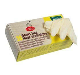 Detaljeret produktbillede af Tynde latex handsker i str. M FSC på tilbud