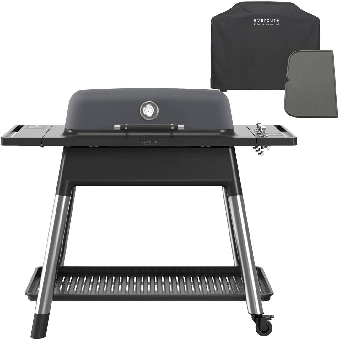 Everdure Everdure Furnace gasgrill + grillbetræk & grillplade, mat grafitgrå – close-up (Gasgrill)