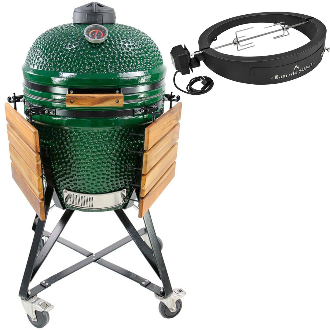 Kamado sumo Kamado sumo SUMO Midi + Grillmesterens rotisseri og pizzaovn, grøn ❤ produktbillede (Grill sæt)
