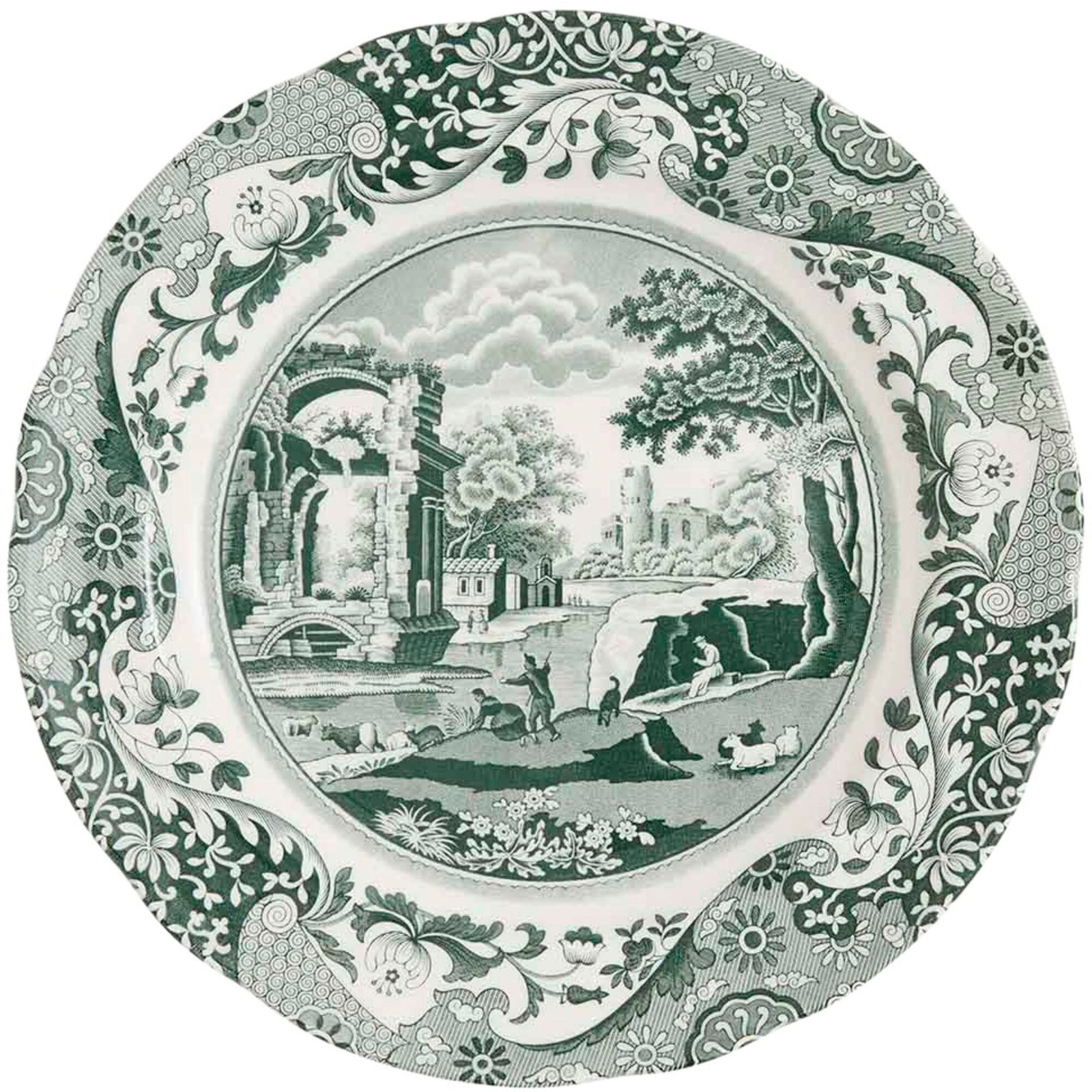 Spode Spode Heritage Green Italian tallerken 27 cm, grøn/hvid ❤ frontbillede (Madtallerken)