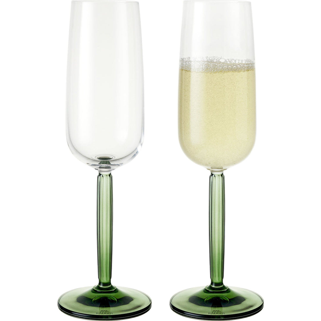 Kähler Kähler Hammershøi champagneglas 24 cl grøn, 2 stk – produktbillede (Champagneglas)