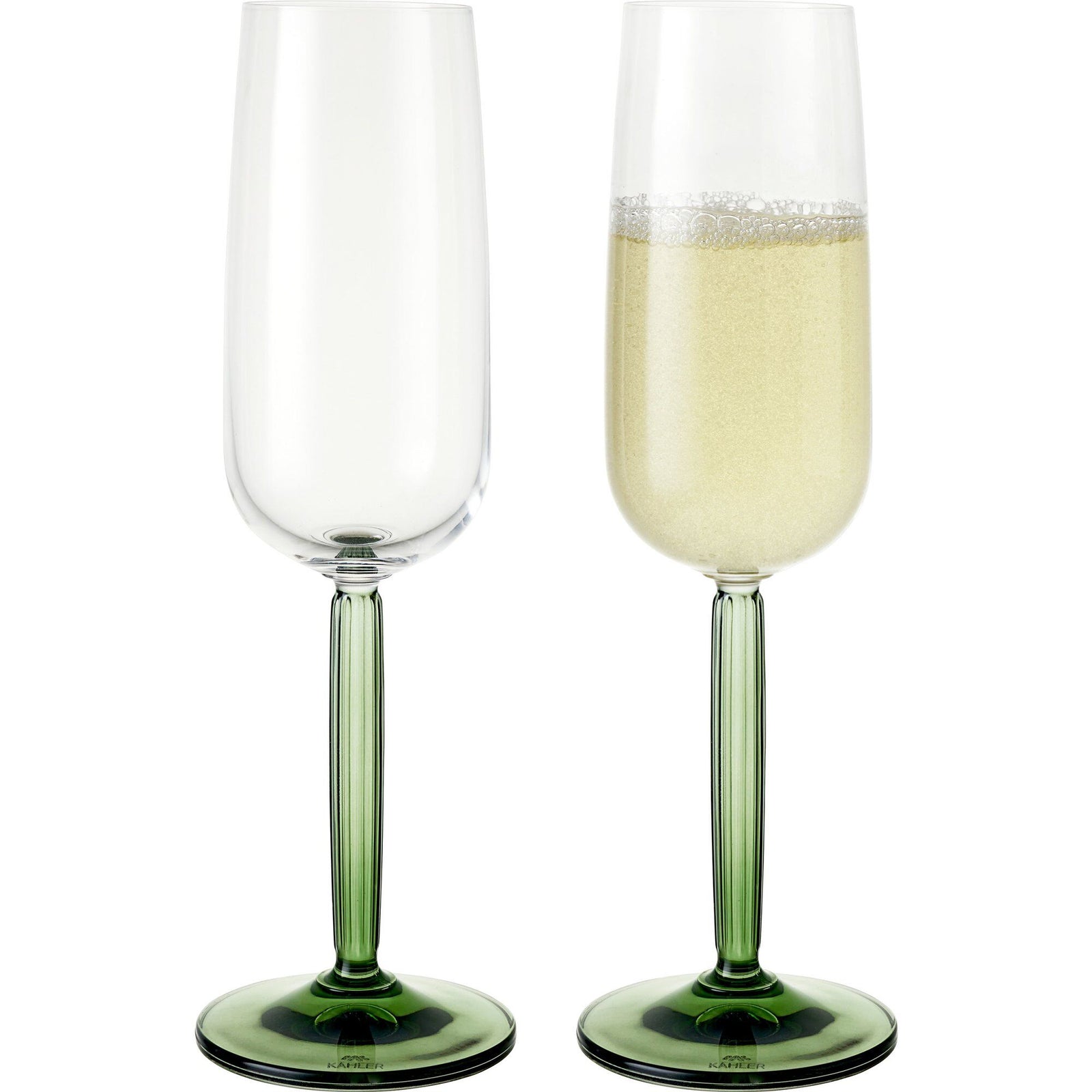 Kähler Kähler Hammershøi champagneglas 24 cl grøn, 2 stk – produktbillede (Champagneglas)