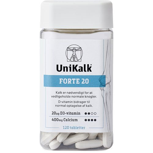 Produktbillede af UniKalk Forte 20 120 tab. på tilbud i brug