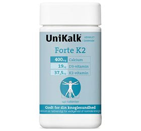 Produktbillede af UniKalk Forte K2 140 tabl. på tilbud