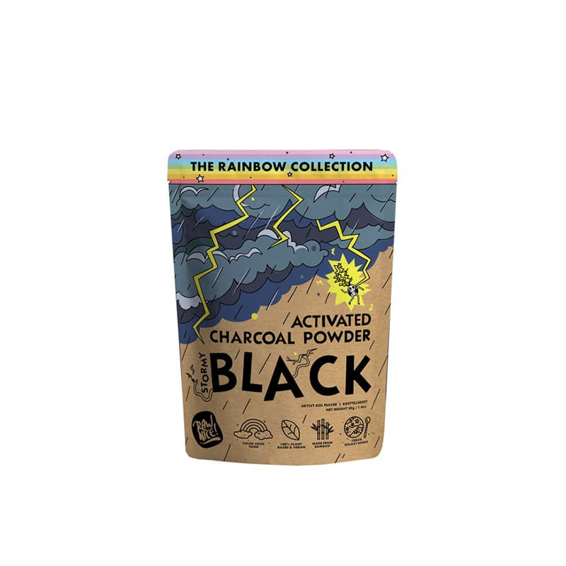Detaljeret produktbillede af Raw Nice Activated Charcoal powder 50 g X på tilbud