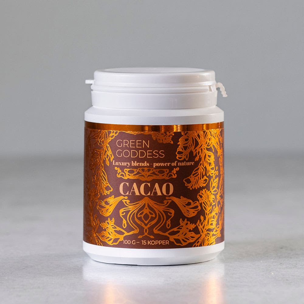 Detaljeret produktbillede af Green Goddess Cacao Blend 100 g. på tilbud