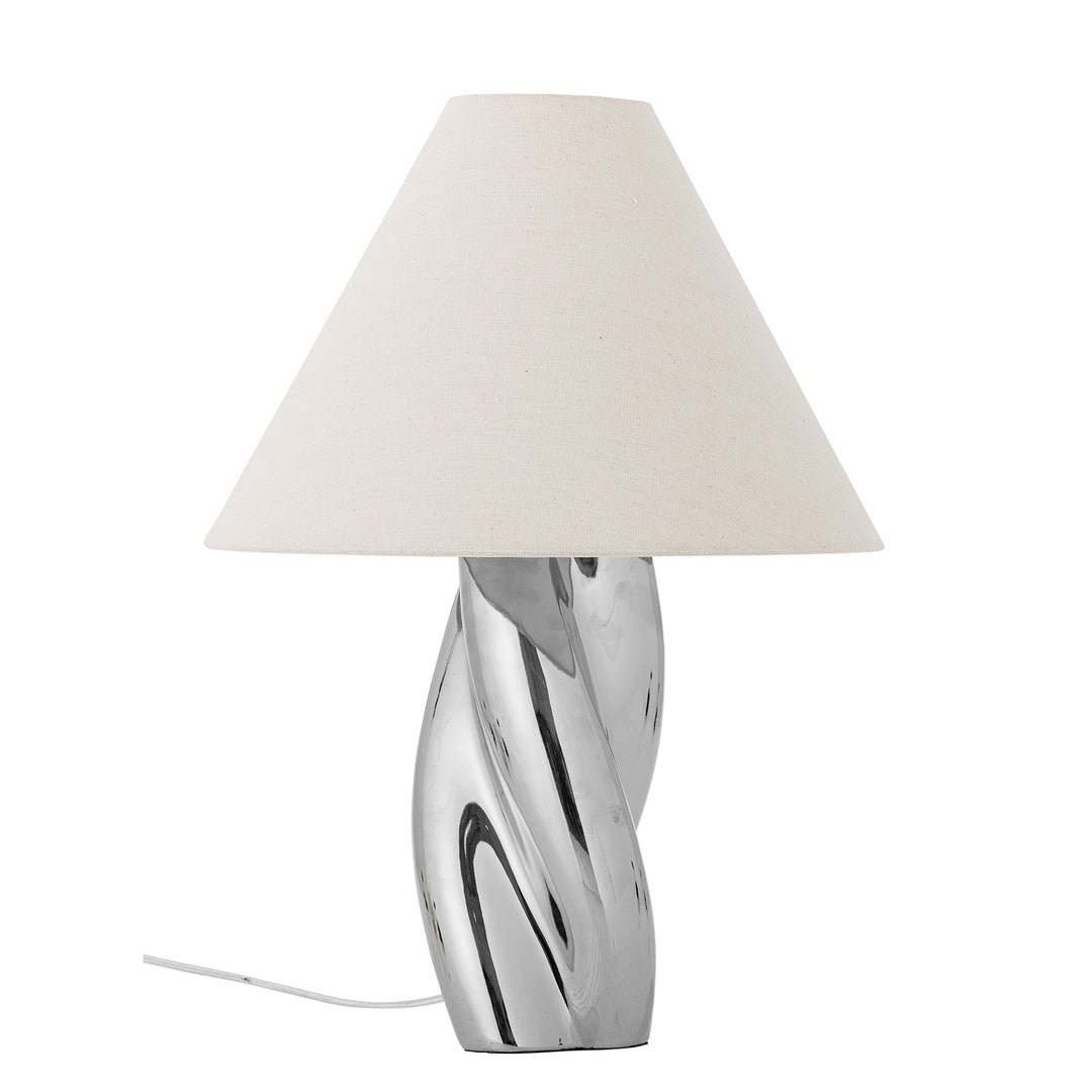 Produktbillede af BLOOMINGVILLE Silva bordlampe hør og sølv stentøj D35xH49 i premium kvalitet
