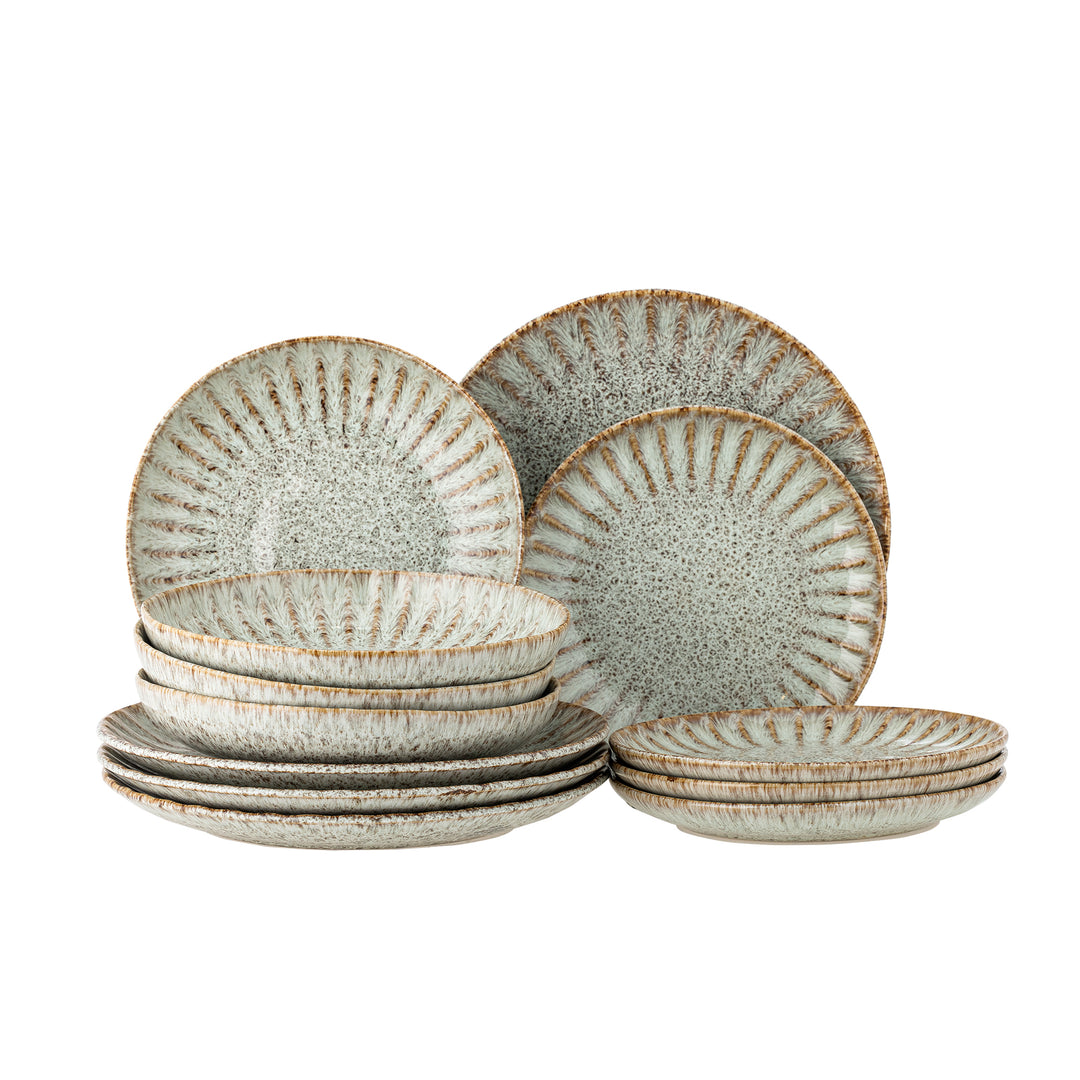 Produktbillede af CREATIVE COLLECTION Fleur bordservicesæt stentøj P:D27xH2,5/P:D21xH2,5/DP:D22XH5 sæt af 4x3 stk i premium kvalitet