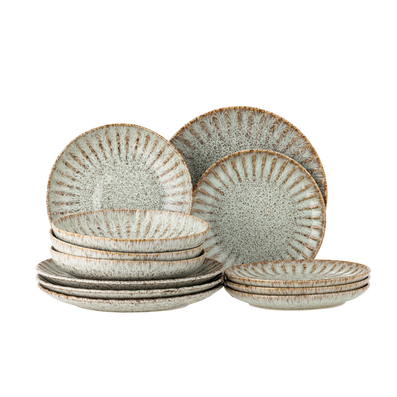 Produktbillede af CREATIVE COLLECTION Fleur bordservicesæt stentøj P:D27xH2,5/P:D21xH2,5/DP:D22XH5 sæt af 4x3 stk i premium kvalitet