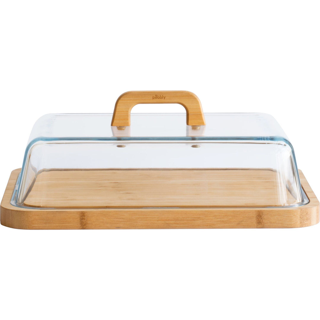 Pebbly Pebbly Osteklokke 34x25x9,5 cm, glas/bambus ❤ produktfoto (Ostkupa)