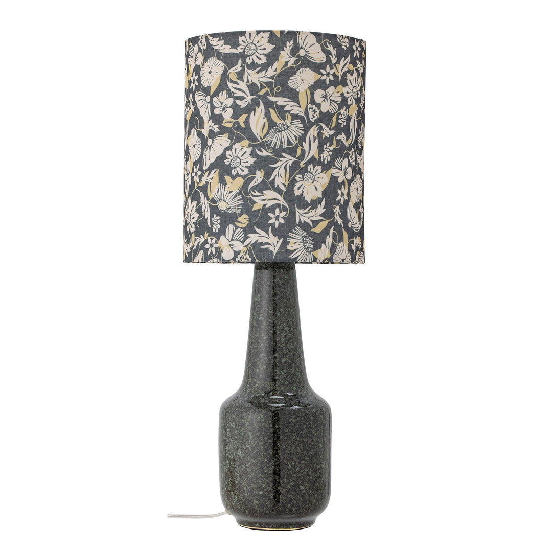 BLOOMINGVILLE Olefine bordlampe blomsterskærm og grøn stentøj