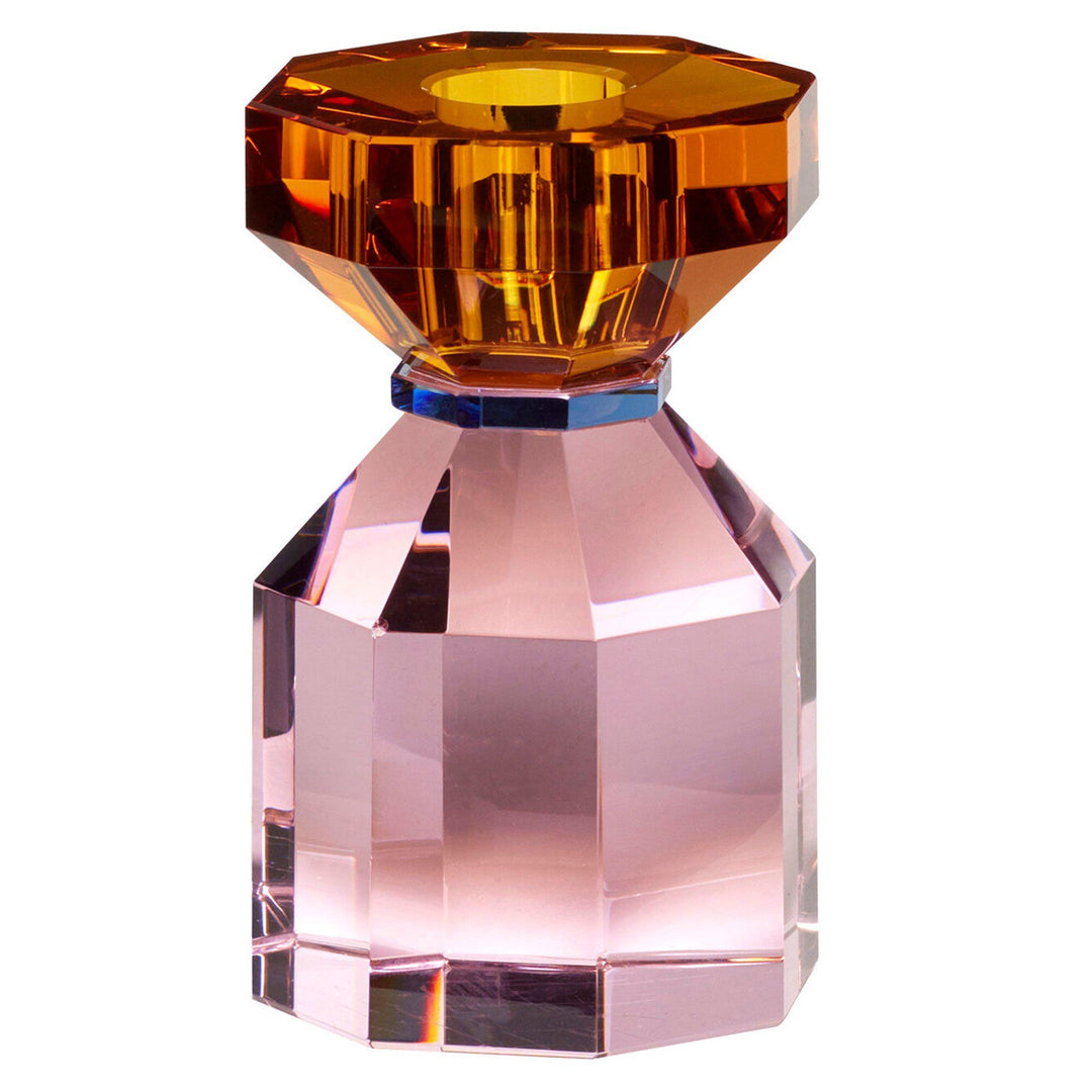 Hübsch Hübsch Gem lysestage 11 cm, orange/pink – vinkelbillede (Lysestage)