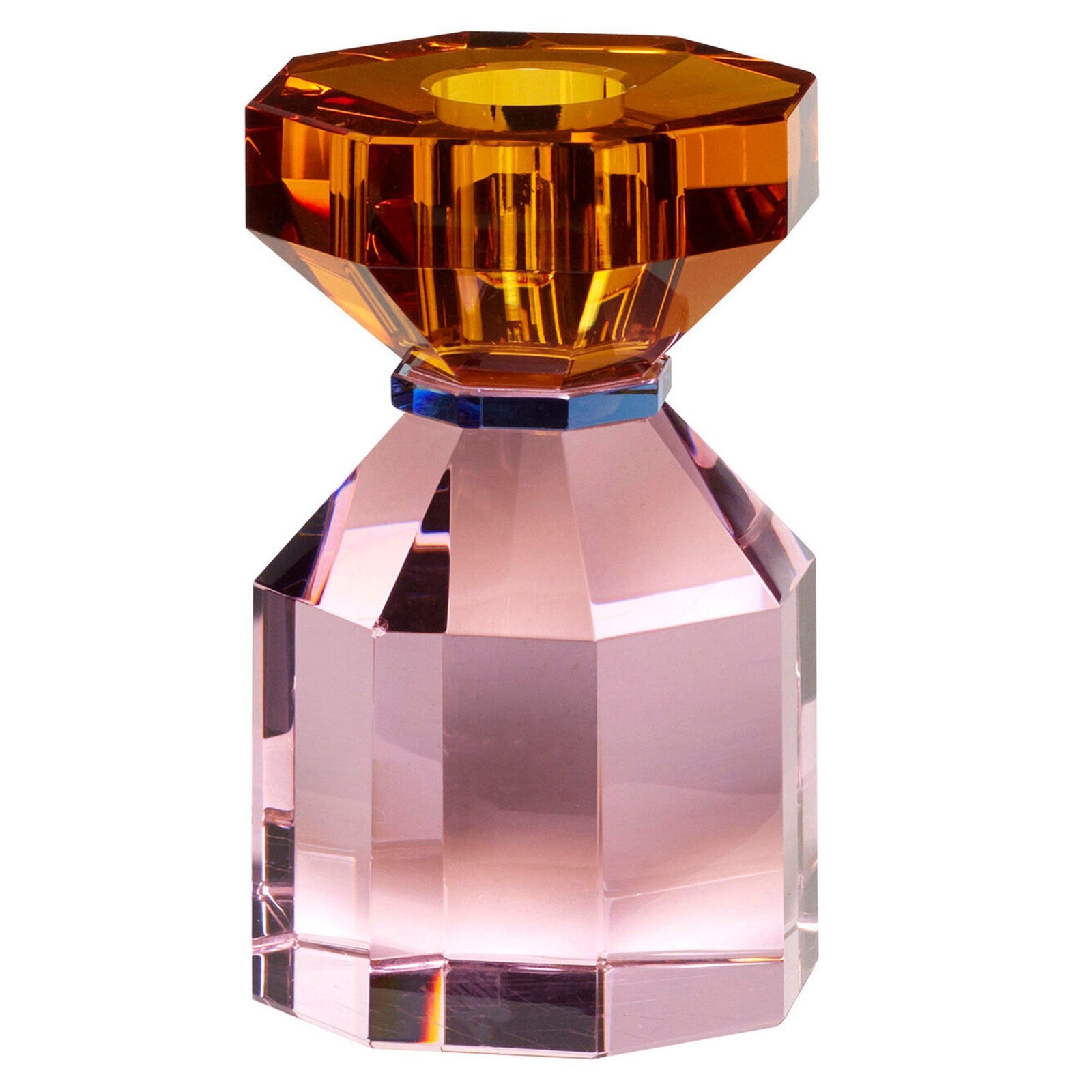 Hübsch Hübsch Gem lysestage 11 cm, orange/pink – vinkelbillede (Lysestage)