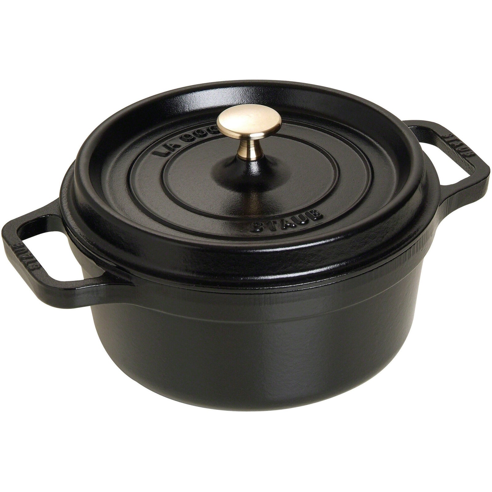 Staub Staub Rund Gryde 22 cm 2,6 liter Sort ❤ detaljebillede (Støbejernsgryde)