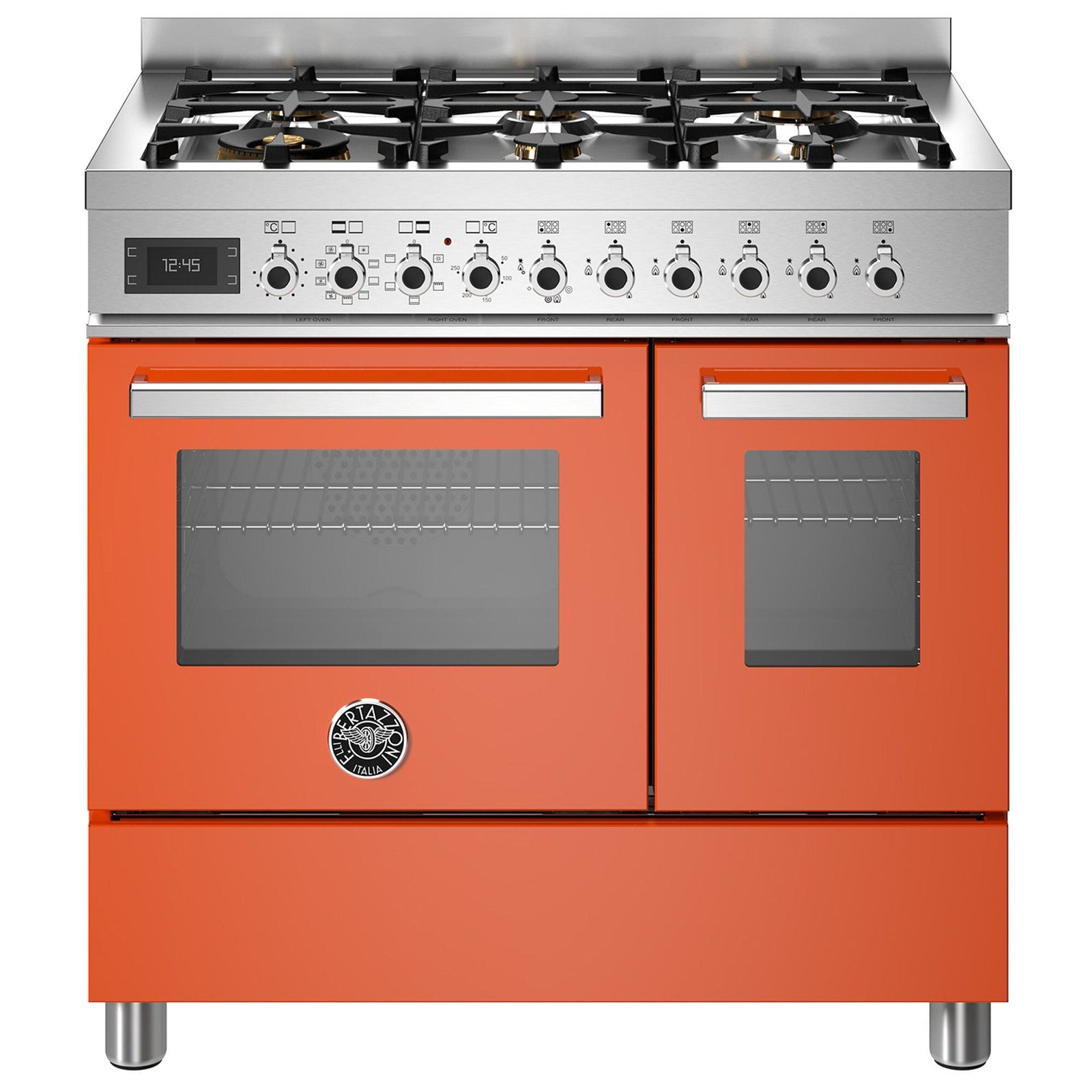 Bertazzoni Bertazzoni PRO96L2EART Professional gaskomfur med dobbeltovn, 90 cm, orange ❤ detaljebillede i kategorien Gasblus