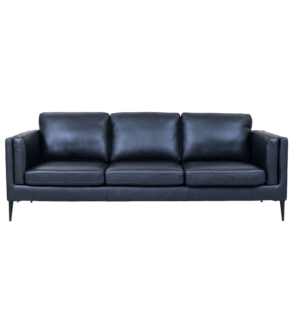 Valencia 3 pers. sofa sort semianilin læder og sort metal
